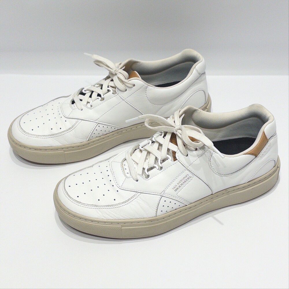 SAS High Street White & Beige Court Leather Shoes Sneakers Men Size 11N Narrow